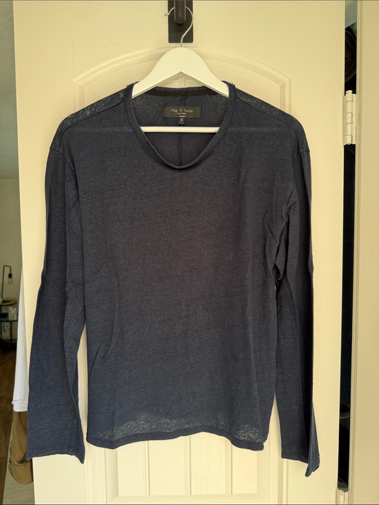rag & bone Other - Crop Top Linen Navy Long Sleeve Lightweight Crew Top